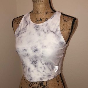 Crop top marble print tank top